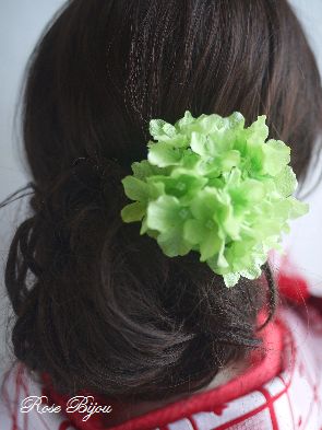 画像: 【花髪飾り*帯飾り】紫陽花ライトグリーン